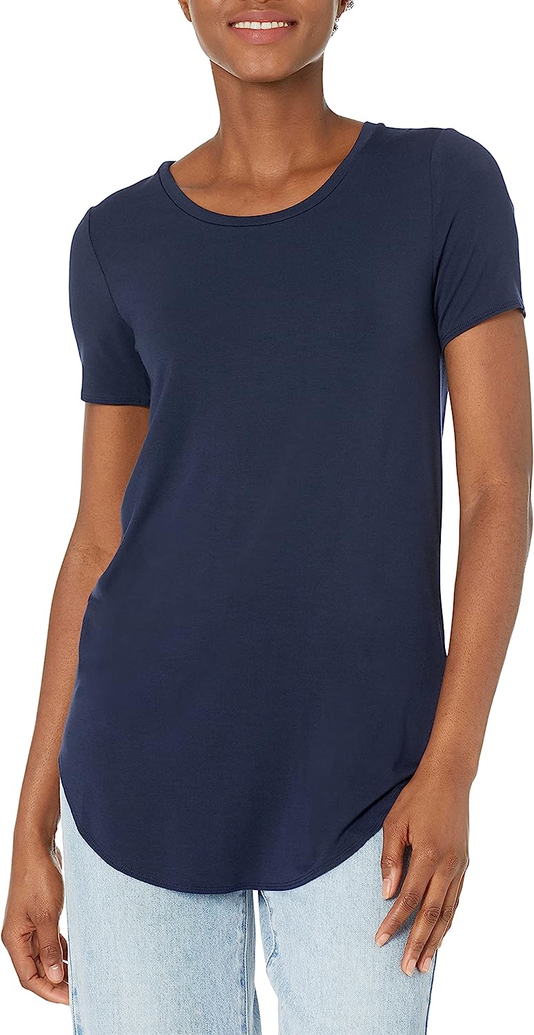 Daily Ritual Damen Kurzärmelige Jerseytunika Mit Weitem Rundhalsausschnitt, Reguläre Passform