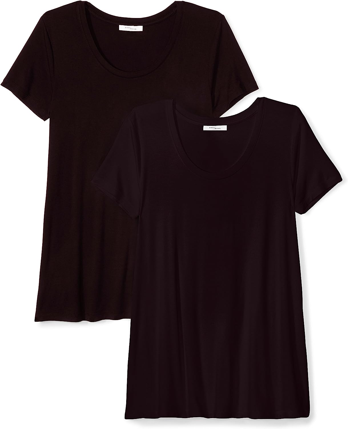 Daily Ritual Damen Kurzärmeliges Swing-T-Shirt Aus Jersey Mit U-Ausschnitt, Klassischer Schnitt, Schwarz, M