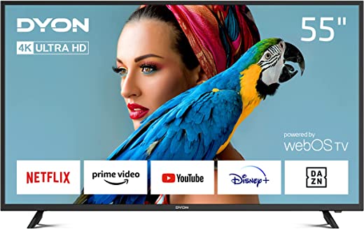 Dyon Smart 55 X-Eos 139 Cm (55 Zoll) Smart Tv (4K Ultra-Hd, Hdr10, Hd Triple Tuner (Dvb-C/-S2/-T2), App Store, Prime Video, Netflix, Magic Remote Mit Sprach- &Amp; Gestensteuerung) [Mod. 2022]