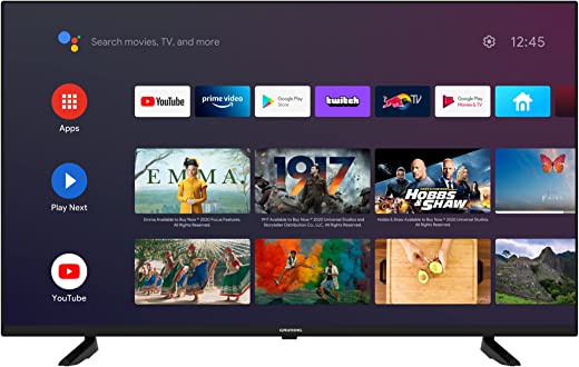 Grundig (55 Voe 72) Fernseher 55 Zoll (139 Cm) Led Tv, Android Tv, 4K Uhd, Hdr, Dolby Digital, Triple Tuner, Chromecast Built-In, Smart Tv, Schwarz
