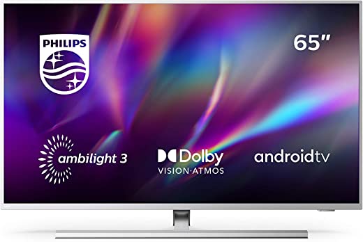 Philips Tv Ambilight 65Pus8505/12 65-Zoll Led Tv (4K Uhd, P5 Perfect Picture Engine, Dolby Vision, Dolby Atmos, Hdr 10+, Sprachassistent, Android Tv) Hellsilber [Modelljahr 2020]