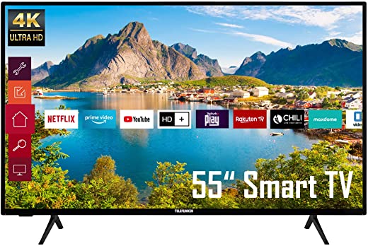 Telefunken Xu55K700 55 Zoll Fernseher / Smart Tv (4K Ultra Hd, Hdr Dolby Vision, Triple-Tuner) - 6 Monate Hd+ Inklusive [2022] [Energieklasse G], Schwarz