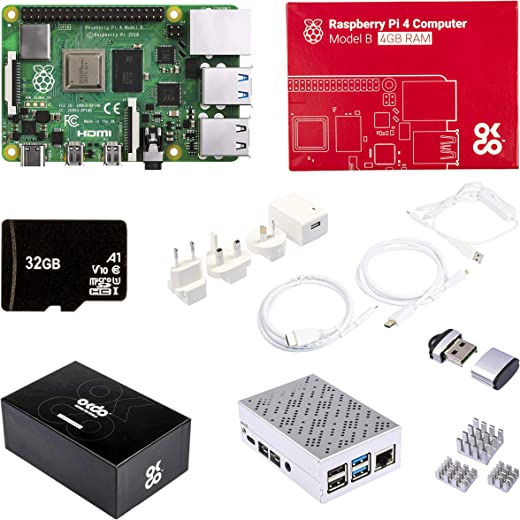 Raspberry Pi Bundle: Raspberry Pi 4 4Gb + Gehäuse + Netzteil + Kabel
